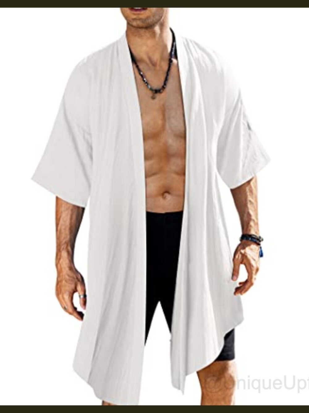 Shawl Collar Linen Cardigan Lightweight Kimono Robe Loose Fit Open Front